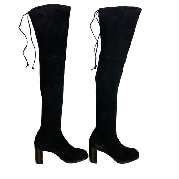 Stuart Weitzman NWOB Tipland Black Suede Over the Knee Boot Size 4M Stacked Heel - Picture 3 of 15